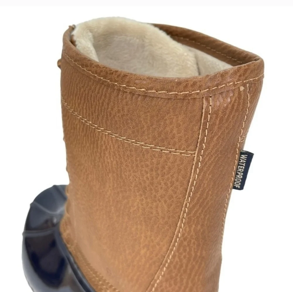 JBU Brown and Blue Winter Rain Boots Waterproof Design